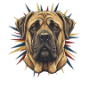 Mastiff Head with Star Wreath