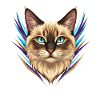 Siamese Cat Portrait Neon Accents