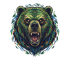 Wilder Farbbär Kopf