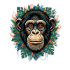 Monkey portrait in tropical green