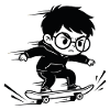 Kids Skateboard Hoodie Black White