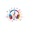 Bunte Kopfhörer Musikdesign