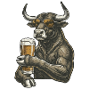 Cool bull with beer