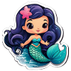 Kawaii mermaid with turquoise tail
