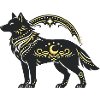 Moon wolf with gold ornaments