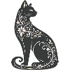 Night Cat Floral Elegance