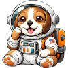 Söt tecknad Beagle-astronaut och rymdutforskare
