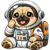 Cute Pug Astronaut Space Explorer Cartoon