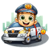 Kleiner Polizist im Abenteuerauto