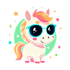 Rainbow pony with glasses