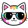 Regenbogen-Minimalistische Katzen-Schwarzbrille