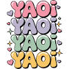 Lettere colorate a bolla che letterano Yaoi.