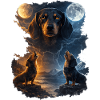Moon howl: Two dog howlers