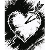 Black and white heart with arrow