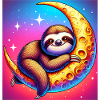 Sloth sleeps hugging the moon