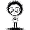 Shy gamer with glasses, expressive face