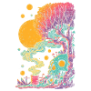 Psychedelischer Baumskull im Kosmos