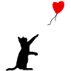 Black Cat and Red Heart, Cat Balloon, Street Art
