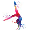 Gymnast with clubs rhythmic gymnastics