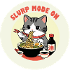 Chaton mangeant Ramen Mode Slurp