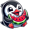 Penguin with Watermelon Summer Fruit