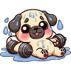 Cute Pug Cartoon Dumbbell Weightlifting