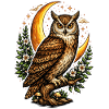 Owl Night Floral Moon