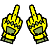 Zwei Mittelfinger Handschuhe Gelb Symbol