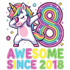 Awesome Since 2018 Unicorn Rainbow 8