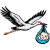 Cigogne volante avec bébé Peace Blue