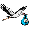 Cigogne volante avec bleu bébé