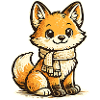 Renard réchauffant avec écharpe