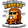 Social Distancing Expert Hedgehog Cartoon