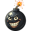 Joke bomb cartoon with grin
