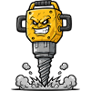 Angry Drill Cartoon with Explosion