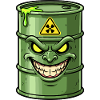 Green barrels with a grim grin