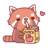 Cute Red Panda Loves Apple Juice