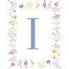 Florale Initial "I" Blumenmonogramm
