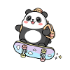 Skating Kawaii Panda Skateboard Ours Mignon