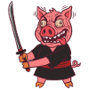 Crazy Samurai Pig with Sword