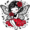 Rose Wings Fairy in Red Dress