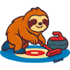 Curling Sloth on Broom