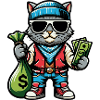 Cat with money and sunglasses