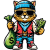Cat loves money and sunglasses