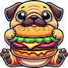 Pug Dog Burger Fast Food Lover