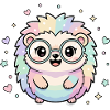 Pastel hedgehog with glasses