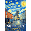Stockport, Inghilterra, Scena di Strada Notturna Stellata
