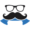 Hipster Mustache Banner Logo