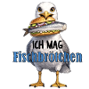 Möwe mit Fischbrötchen Illustration
