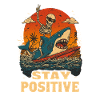 Stay Positive Surf Skeleton Shark